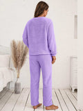 Teddy Long Sleeve Top and Pants Lounge Set - Trendsi - Flyclothing LLC
