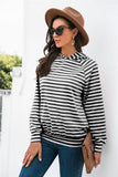 Horizontal Stripe Raglan Sleeve Hoodie - Trendsi