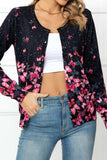 Floral Button Front Round Neck Cardigan - Trendsi - Flyclothing LLC