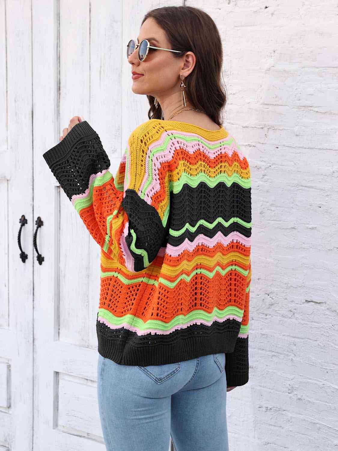 Openwork Round Neck Knit Top - Trendsi - Flyclothing LLC