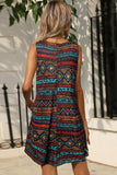 Printed Round Neck Sleeveless Dress with Pockets - Trendsi - Flyclothing LLC