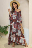Printed V-Neck Split Maxi Dress - Trendsi