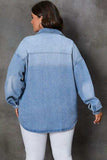 Plus Size Button Up Pocketed Denim Top - Trendsi - Flyclothing LLC