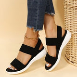 Rubber Open Toe Low Heel Sandals - Trendsi