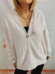 Zip Up Drawstring Long Sleeve Hooded Sweater - Flyclothing LLC