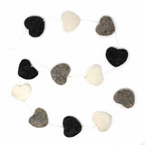 Hand Crafted Felt from Nepal: Hearts Garland, Grey - Global Groove Direct - Flyclothing LLC