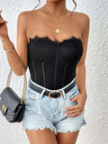 Strapless Sweetheart Neck Bodysuit - Trendsi - Flyclothing LLC