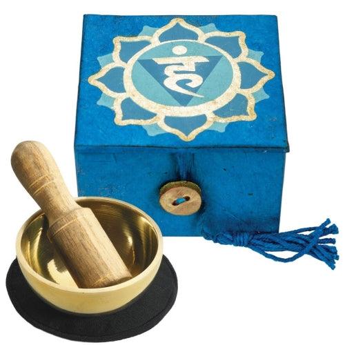 Mini Meditation Bowl Box: 2" Throat Chakra - DZI (Meditation) - Flyclothing LLC