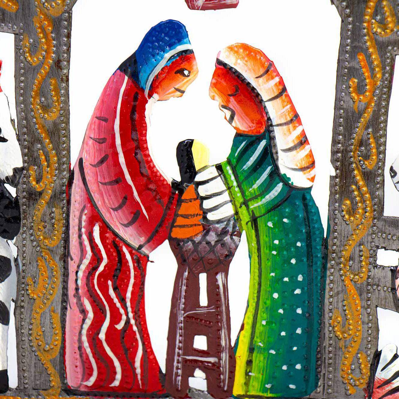 Haitian Metal Drum Tabletop Nativity with Barn Animals - Haitian Artisans - Flyclothing LLC