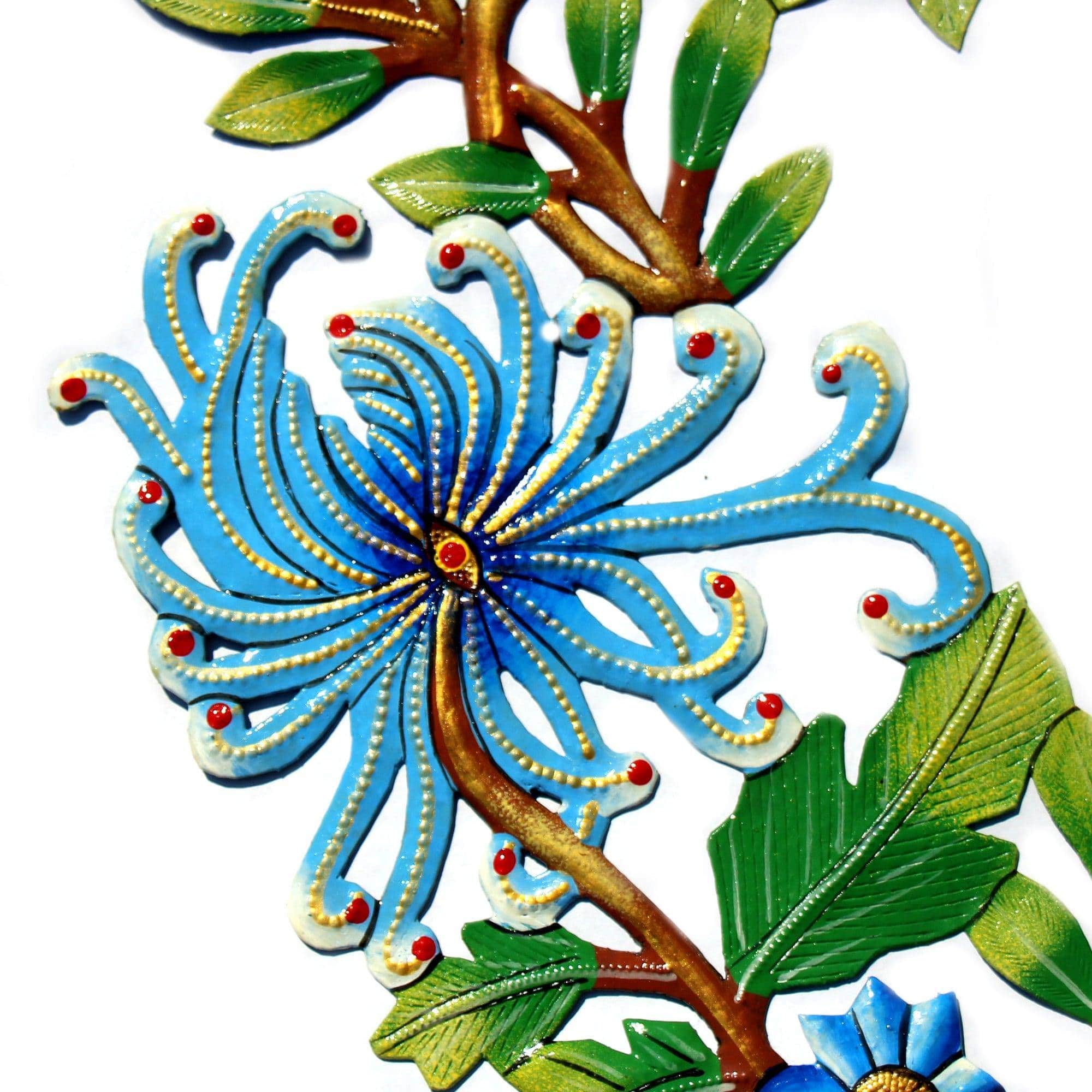 Blue Bird Door Wreath Haitian Metal Drum Wall Art - Haitian Artisans