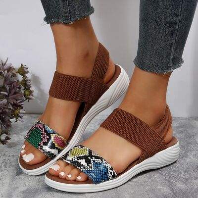 PU Leather Open Toe Low Heel Sandals - Trendsi - Flyclothing LLC