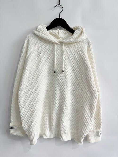 Drawstring Long Sleeve  Hooded Sweater - Trendsi