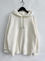 Drawstring Long Sleeve  Hooded Sweater - Trendsi