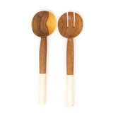 Olive Wood Salad Servers with White Bone - Jedando