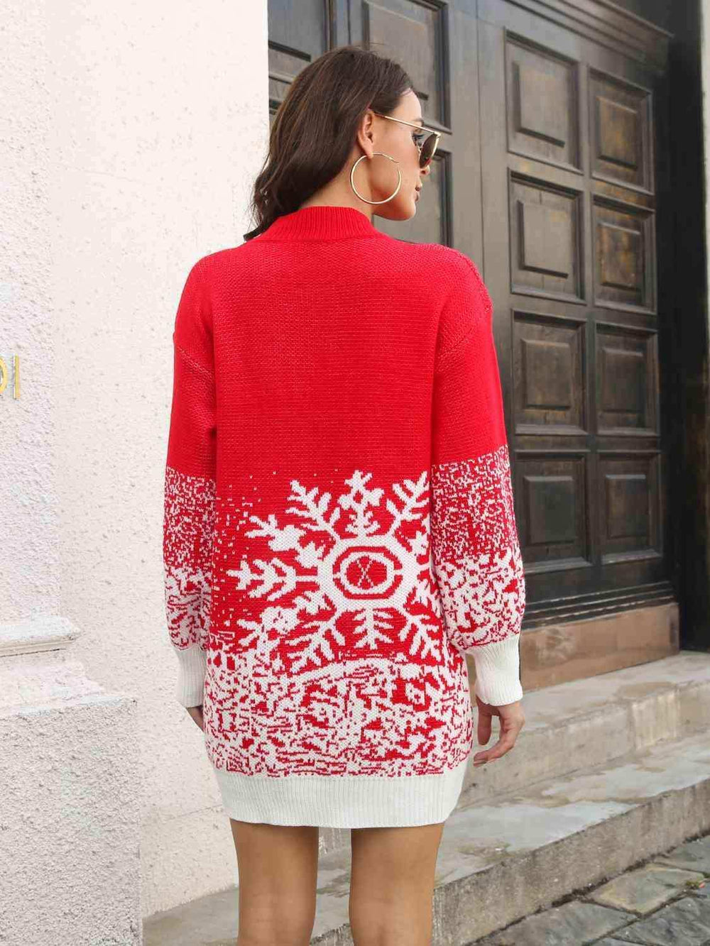 Snowflake Pattern Sweater Dress - Trendsi - Flyclothing LLC