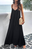 Backless Maxi Cami Dress with Pockets - Trendsi