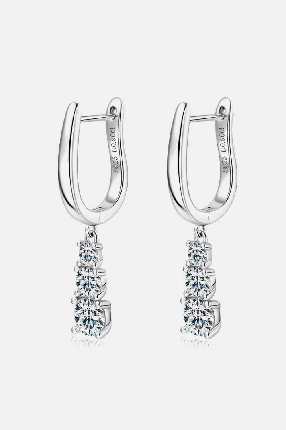1.8 Carat Moissanite 925 Sterling Silver Drop Earrings - Trendsi - Flyclothing LLC
