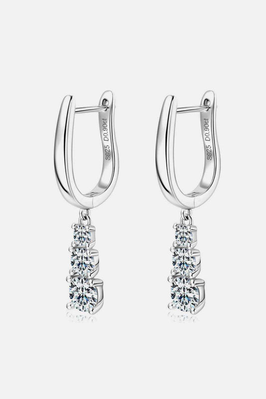 1.8 Carat Moissanite 925 Sterling Silver Drop Earrings - Trendsi - Flyclothing LLC