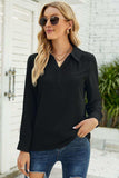 Swiss Dot Johnny Collar Blouse - Trendsi - Flyclothing LLC