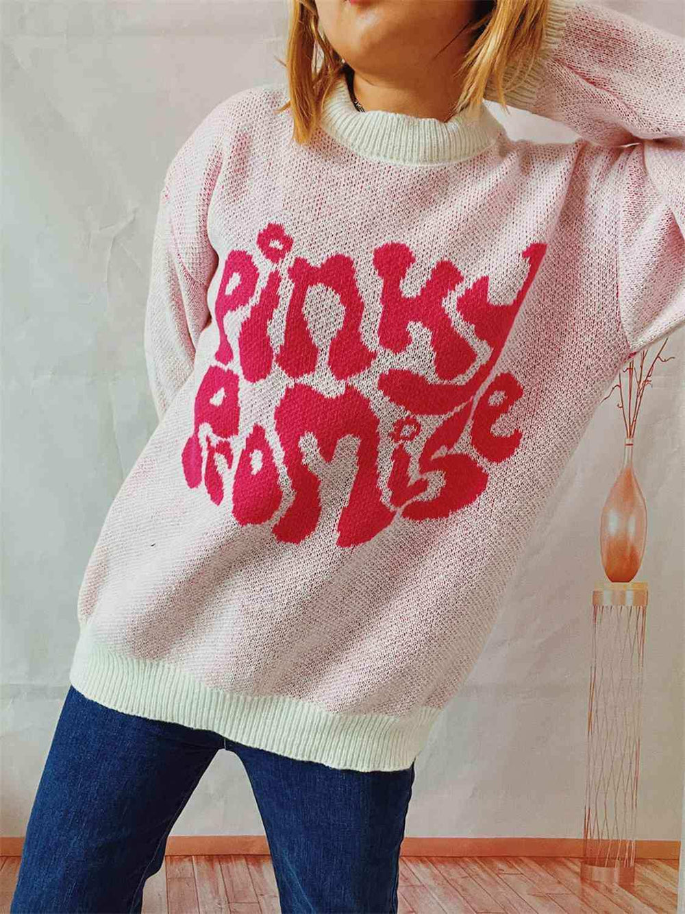 PINKY PROMISE Graphic Sweater - Trendsi - Flyclothing LLC