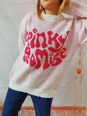 PINKY PROMISE Graphic Sweater - Trendsi