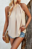 Ruched Grecian Neck Tank - Trendsi - Flyclothing LLC