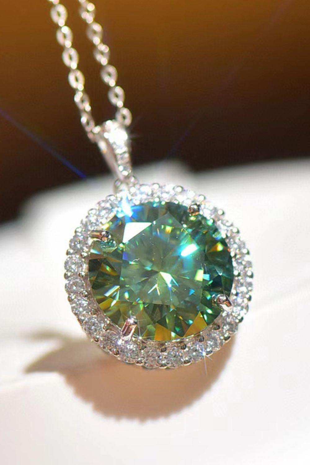 10 Carat Moissanite Pendant Platinum-Plated Necklace - Trendsi - Flyclothing LLC