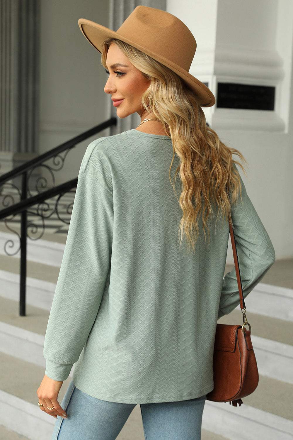 V-Neck Long Sleeve T-Shirt - Trendsi - Flyclothing LLC