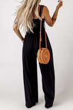 Smocked Square Neck Wide Leg Jumpsuit with Pockets - Trendsi - Flyclothing LLC