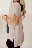 Color Block Exposed Seam Dropped Shoulder Hoodie - Trendsi - Flyclothing LLC