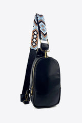 Adjustable Strap PU Leather Sling Bag - Trendsi