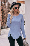 Buttoned Hem Detail Ribbed Top - Trendsi - Flyclothing LLC