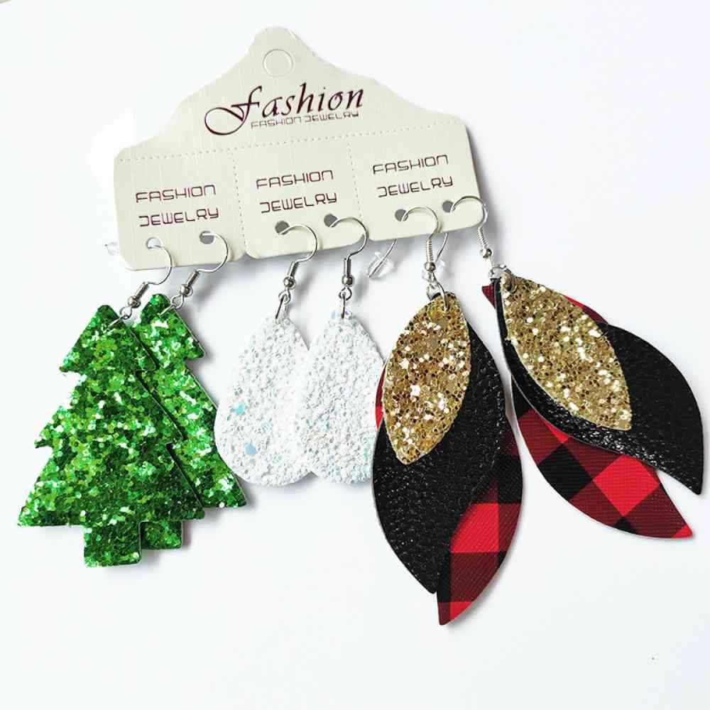 Christmas PU Earrings Set - Trendsi