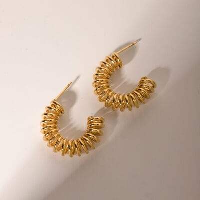 18K Gold-Plated Stainless Steel C-Hoop Earrings - Trendsi - Flyclothing LLC
