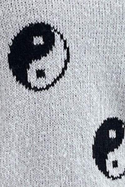 Graphic Mock Neck Dropped Shoulder Sweater - Trendsi - Flyclothing LLC