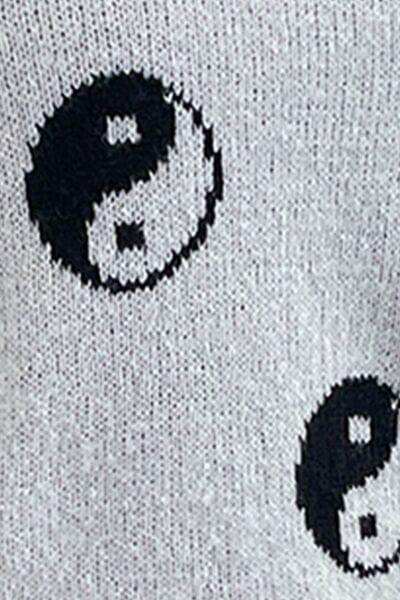 Graphic Mock Neck Dropped Shoulder Sweater - Trendsi - Flyclothing LLC