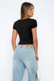Square Neck Short Sleeve Tee - Trendsi