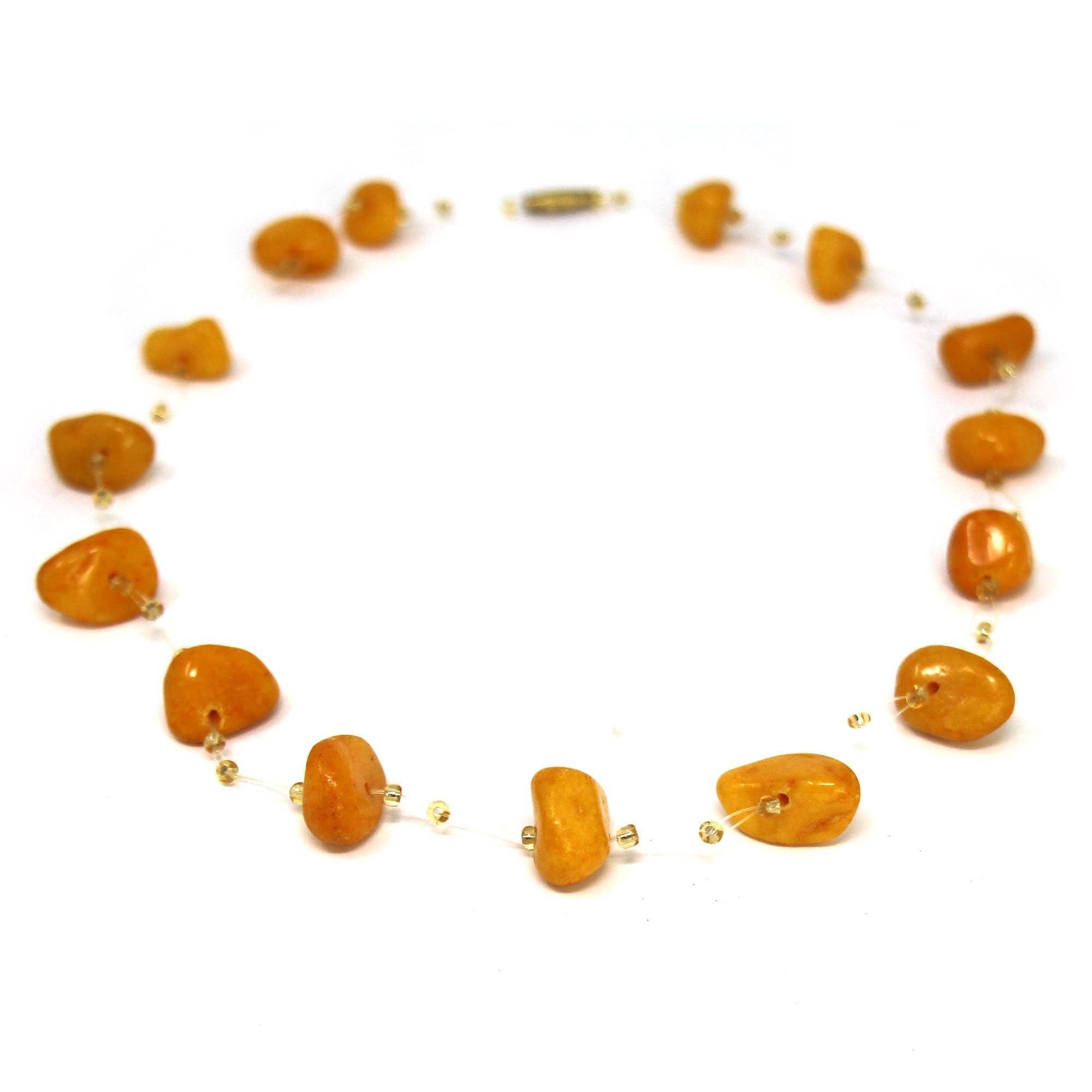Floating Stone & Maasai Bead Necklace, Pumpkin Spice - Jedando