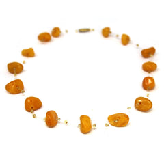 Floating Stone & Maasai Bead Necklace, Pumpkin Spice - Jedando