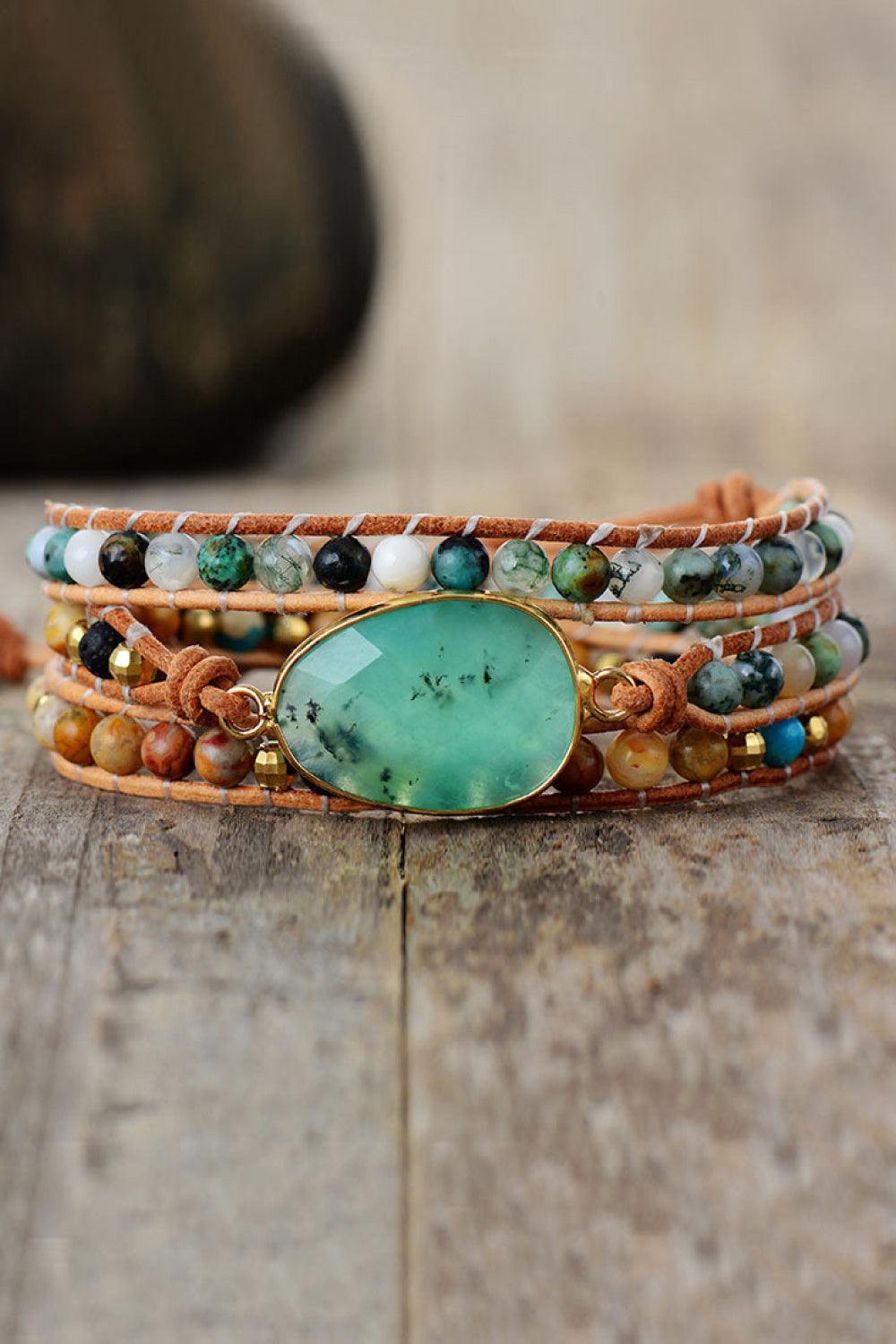 Natural Stone & Agate Layered Bracelet - Trendsi