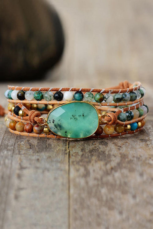 Natural Stone & Agate Layered Bracelet - Trendsi