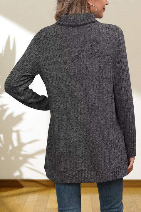 Turtleneck High Low Top - Trendsi - Flyclothing LLC
