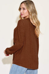 Basic Bae Full Size Ribbed Round Neck Long Sleeve T-Shirt - Trendsi - Flyclothing LLC