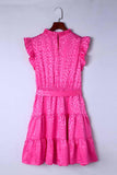 Leopard Tie Belt Tiered Dress - Trendsi