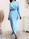 Ruched Turtleneck Long Sleeve Dress - Trendsi - Flyclothing LLC