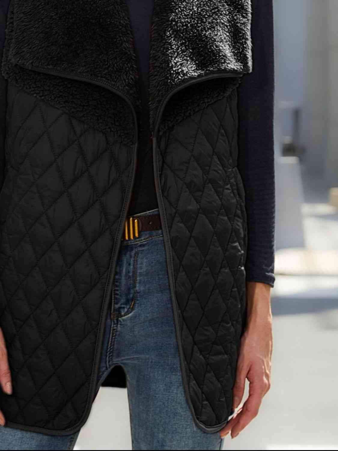 Open Front Collared Vest - Trendsi - Flyclothing LLC
