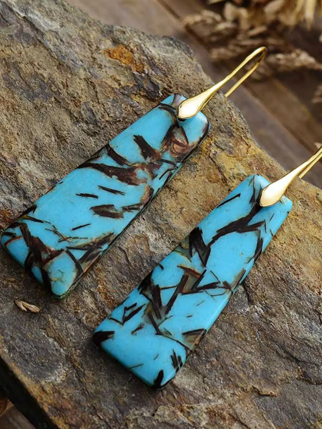 Geometrical Shape Imperial Jasper Dangle Earrings - Trendsi - Flyclothing LLC