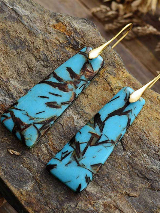 Geometrical Shape Imperial Jasper Dangle Earrings - Trendsi