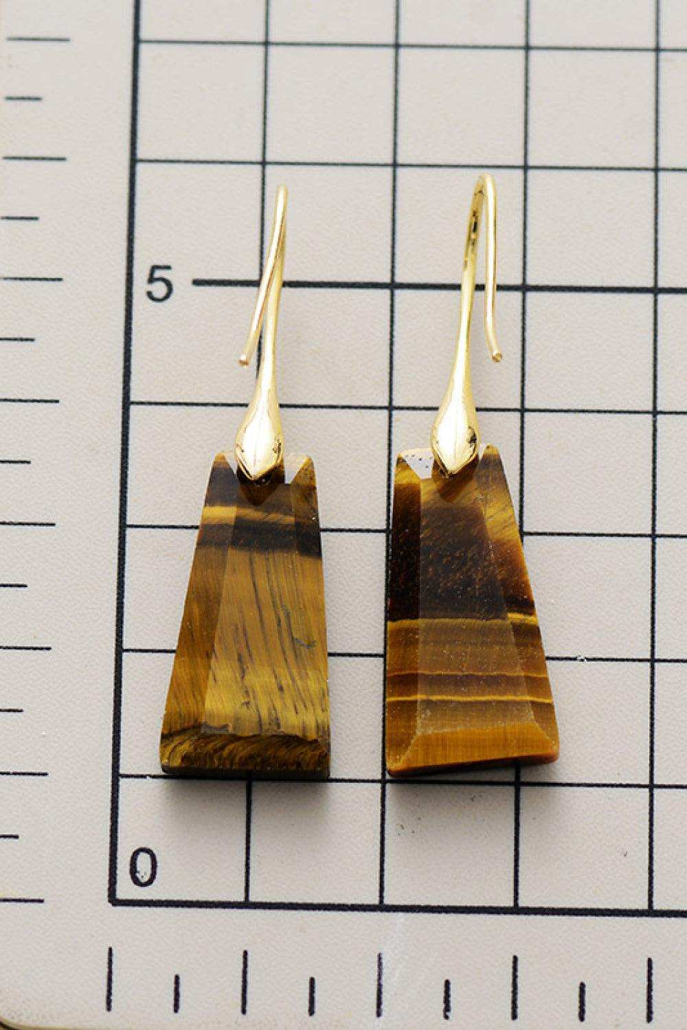 Handmade Geometrical Shape Natural Stone Dangle Earrings - Trendsi - Flyclothing LLC