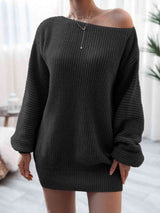 Rib-Knit Mini Sweater Dress - Trendsi - Flyclothing LLC